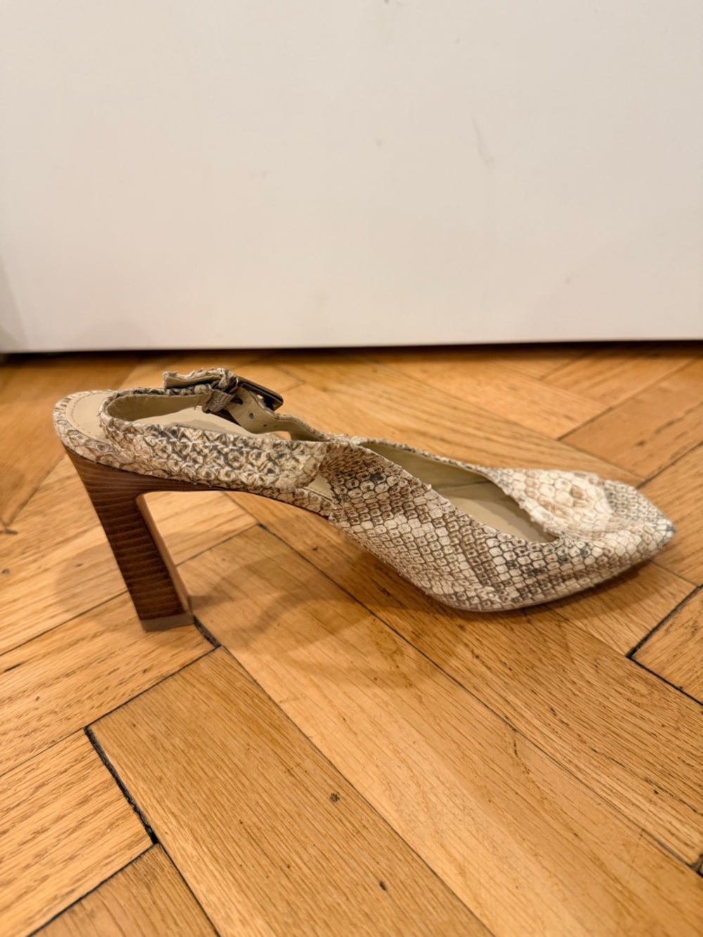Ma Spiga Leather Slingback Heels Size 11 – Made in Italy, Snakeskin Print